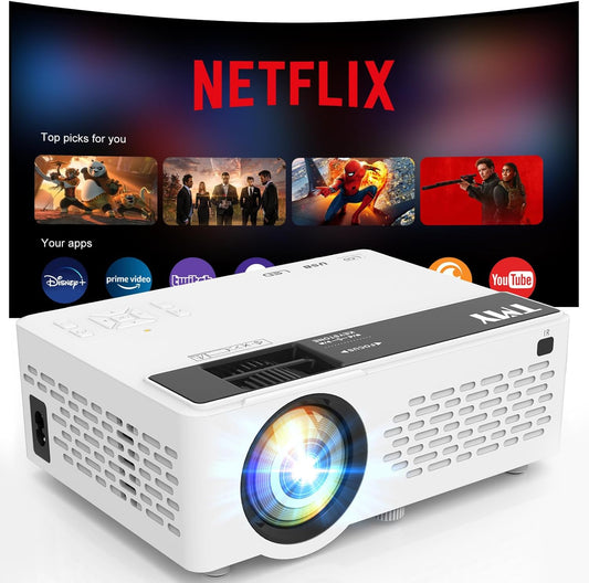 【Netflix-Officially-Licensed】TMY Mini Projector with WiFi and bluetooth, 1080P Full HD Portable Projector, Movie Projector Compatible with TV Stick Smartphone/HDMI/USB, indoor & outdoor use