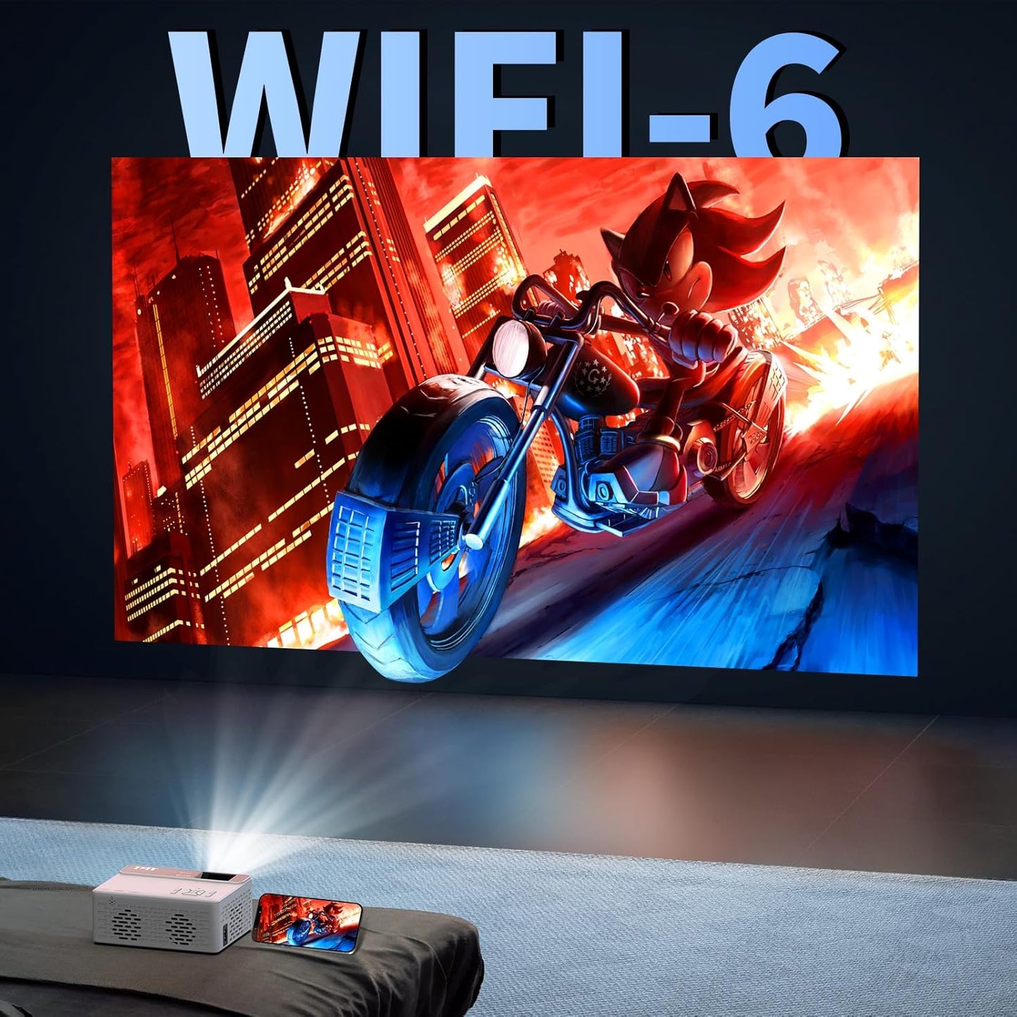 【Netflix-Officially-Licensed】TMY Mini Projector with WiFi and bluetooth, 1080P Full HD Portable Projector, Movie Projector Compatible with TV Stick Smartphone/HDMI/USB, indoor & outdoor use